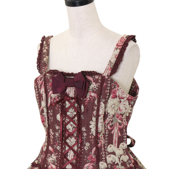 USED】アントワネットブーケ柄 ゴブランコルセットジャンパースカート