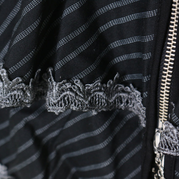 USED】croce ストライプティアードフリルビスチェワンピース | Ozz On