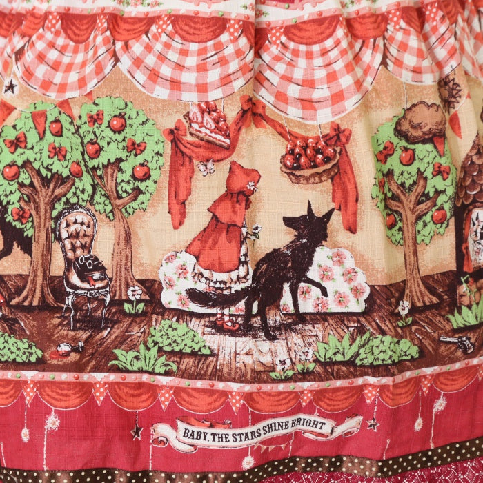 USED】My little red riding hood柄ドットリボンジャンパー