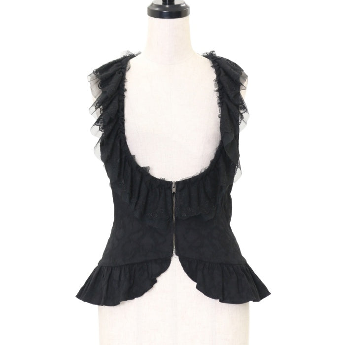 BLACK PEACE NOWブラック ジャガード ベスト ジレ USED】【Mサイズ】ジャガードジップアップジレ | BLACK PEACE NOW