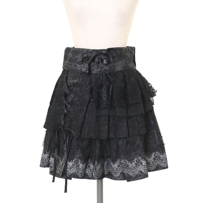 Bloodのスカート ファッション h.NAOTO bloodフリル付き黒ロングスカート