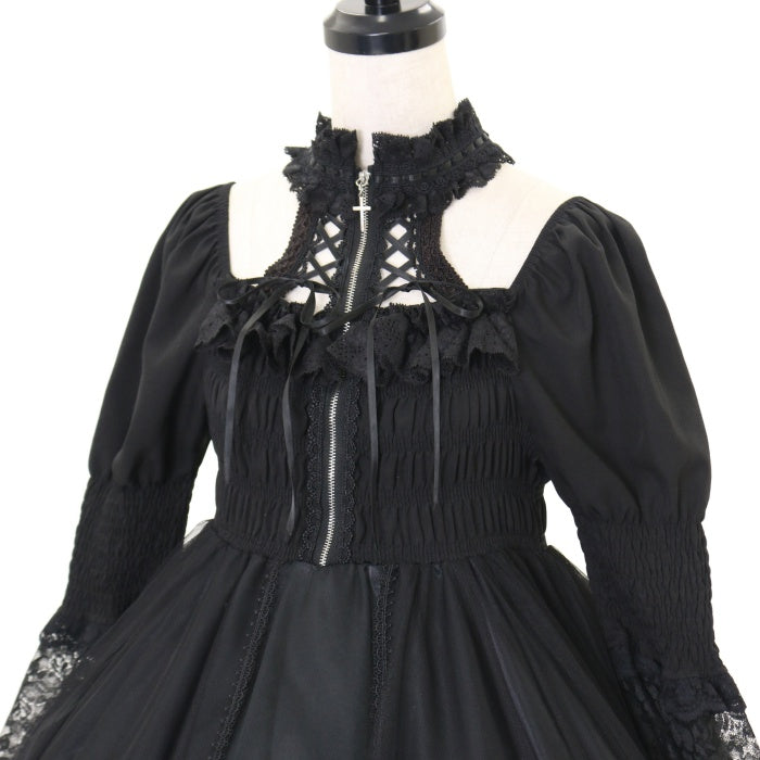 USED】DOUBLE LACE UP FISH TAIL ONE PIECE (BLACK) | MAJOH