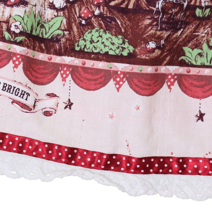 USED】My little red riding hood柄ドットリボンジャンパースカート