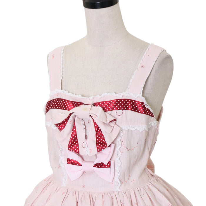 USED】My little red riding hood柄ドットリボンジャンパー