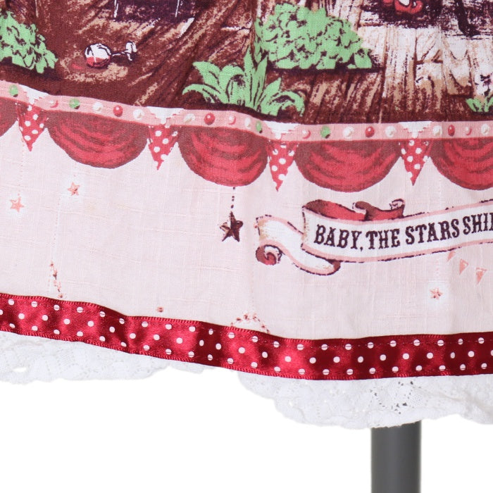 USED】My little red riding hood柄ドットリボンジャンパースカート 