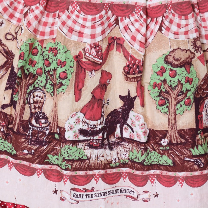 USED】My little red riding hood柄ドットリボンジャンパー