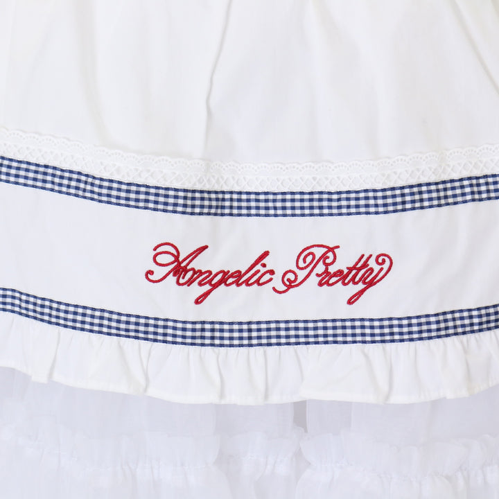 【アンプリ】リボン綿エプロン【日本製】 USED】Fancy Ribbonエプロン（白×青） | Angelic Pretty | ロリータ