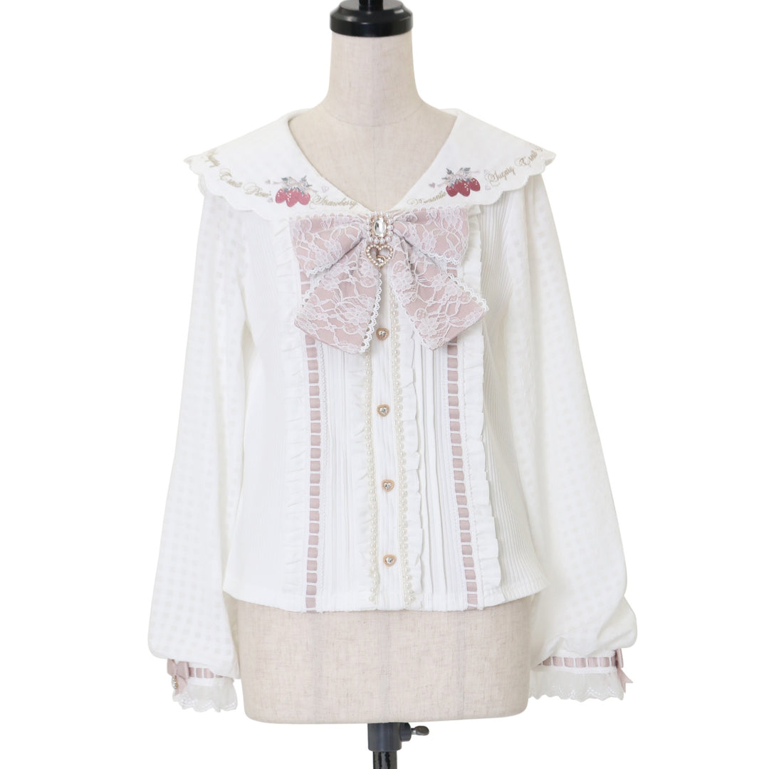 ストロベリー刺繍セーラーリブブラウス USED】ストロベリー刺繍セーラーリブブラウス | LIZ LISA