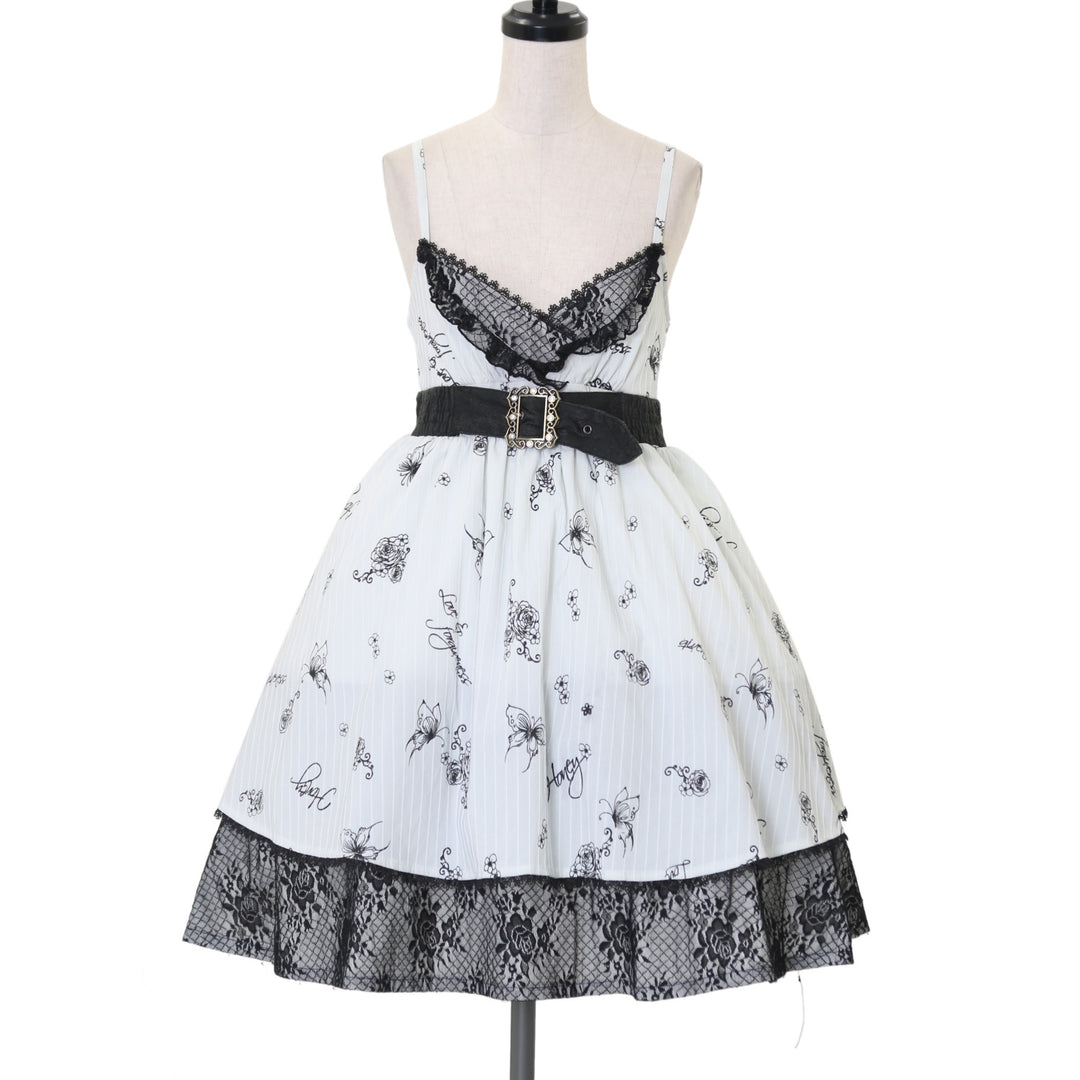 USED】HONEY 蝶＆バラ柄キャミソールワンピ | h.NAOTO Wunderwelt