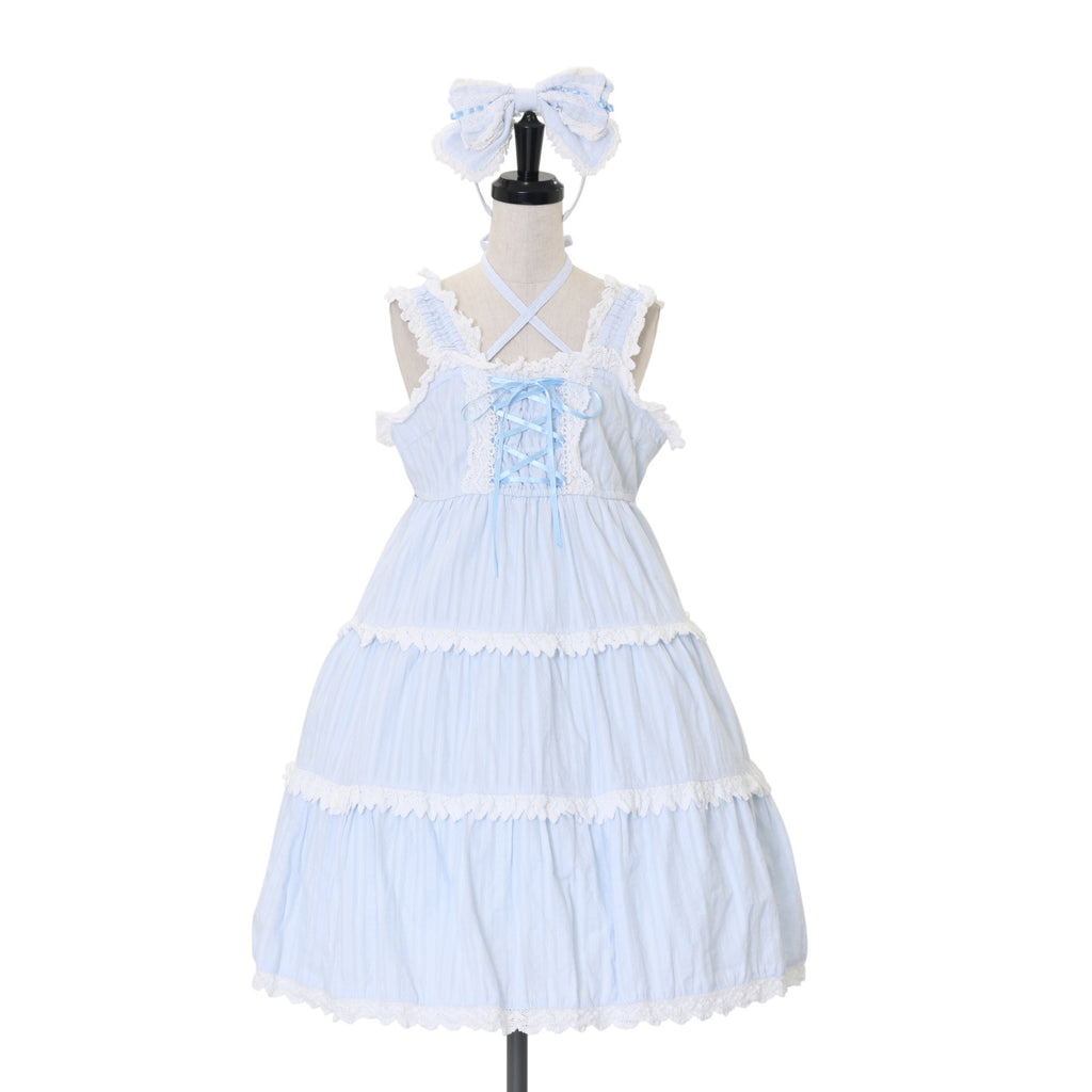 Chalmiere フリルロングジャンスカ・ブラウス・ヘッドドレス 3点セット