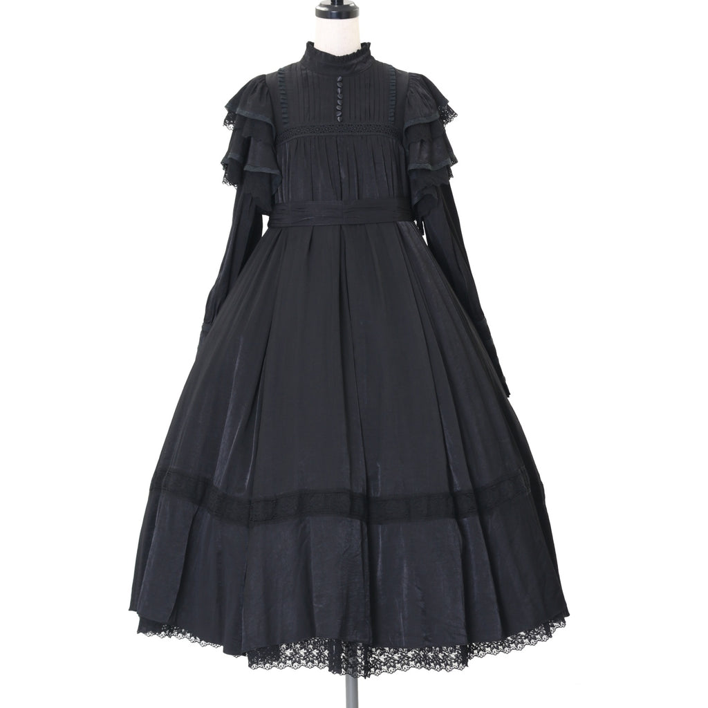 星箱Works】リリアンヌ姉妹 ワンピース(ロング丈)黒 エプロンパニエ付き