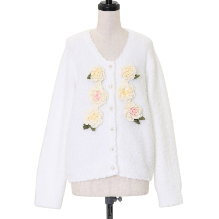 USED】ホワイトローズモチーフニットカーディガン | PINK HOUSE  