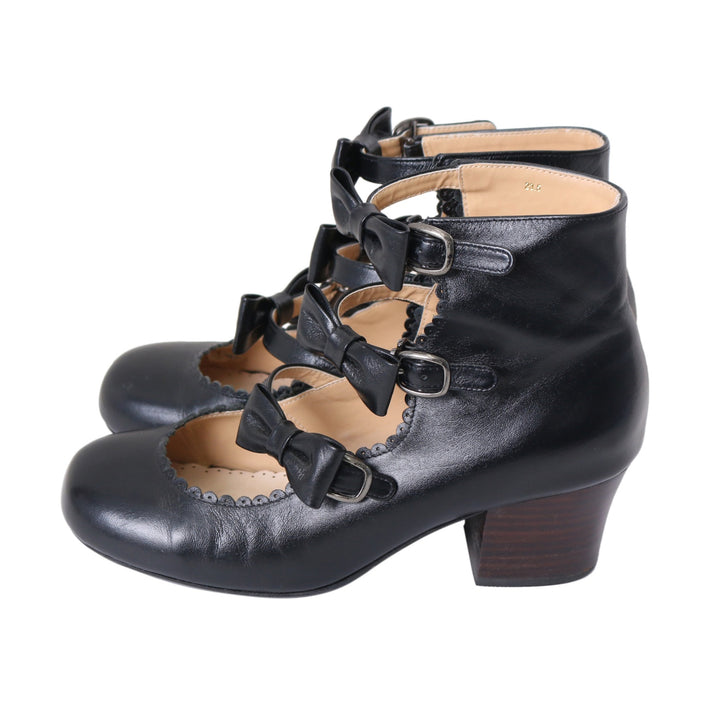 新品未使用ルルゲッタ牛革3連リボンストラップシューズブラウン