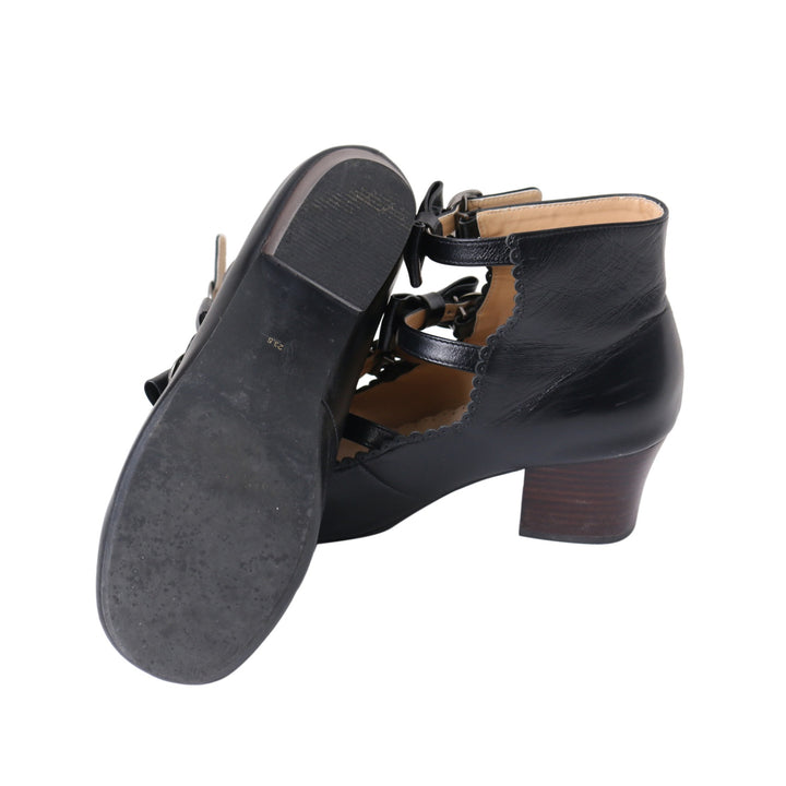 新品未使用 ルルゲッタ 牛革3連リボンストラップシューズ ブラウン