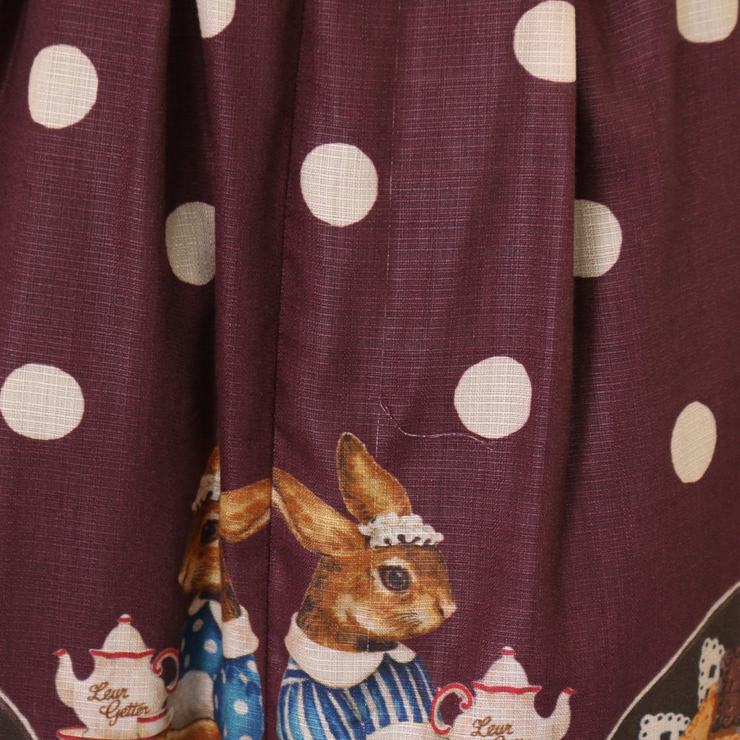 USED】Rabbit tea time プリントレースアップキャミワンピース