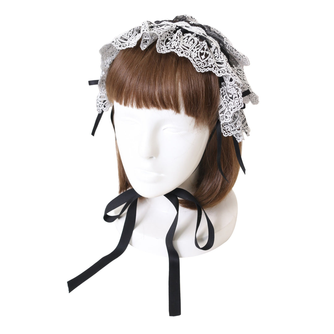 2024新入荷 USED】コフィンレースヘッドドレス（黒×白） | Moi-même-Moitié ヘアアクセサリー