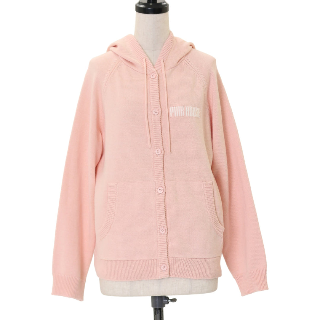 ピンクハウス PINKHOUSE 桜テディ編み込みニットパーカー アカ