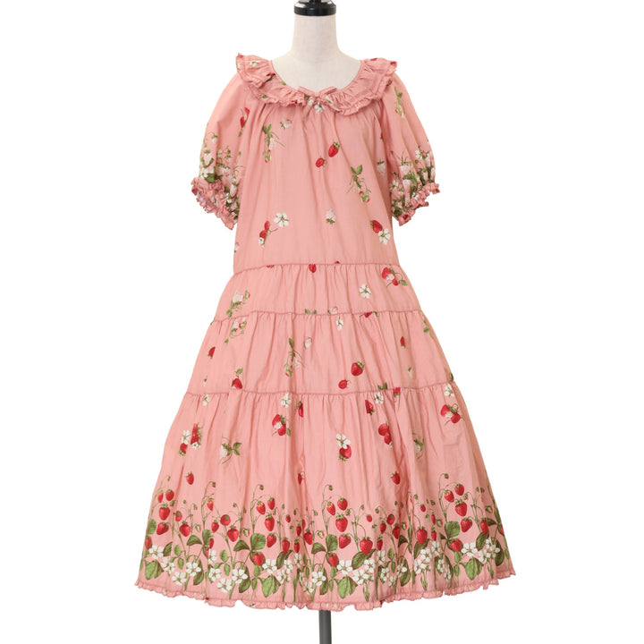 ピンクハウス❤️【美品】いちご柄が大人かわいい ミディワンピース❤️ USED】いちごプリントミディワンピース | PINK HOUSE | ロリータ
