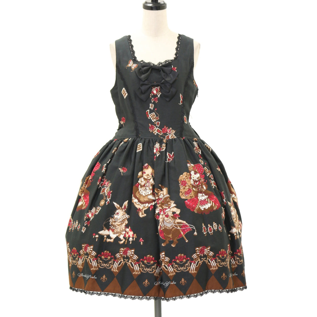 ワンダーラビット　マジカルトランプティーパーティジャンパースカート USED】ワンダーラビットのマジカルトランプティーパーティ柄