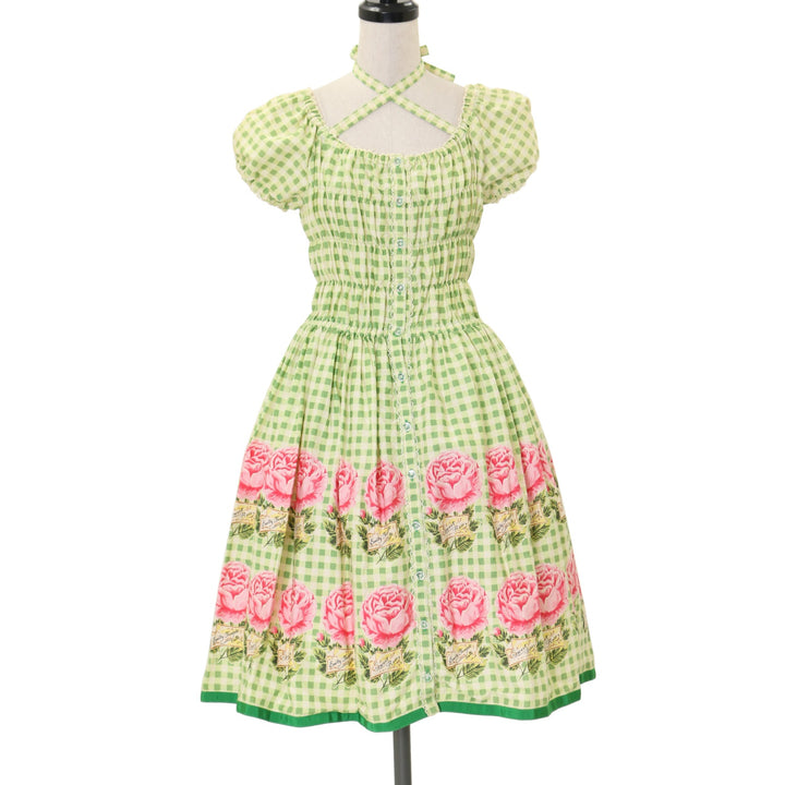 エミリーテンプルキュート♡ギンガム薔薇プリントワンピース♡ USED】ギンガム＆バラプリントワンピース | Emily Temple cute