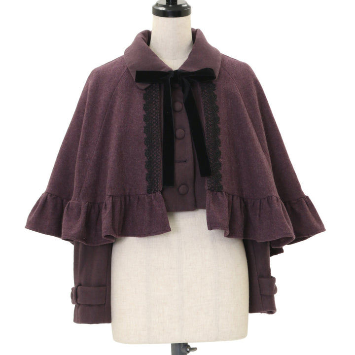 Sheglit Gretel ショートケープコート　ダークパープル USED】【Mサイズ】Gretel ショートケープコート | Sheglit