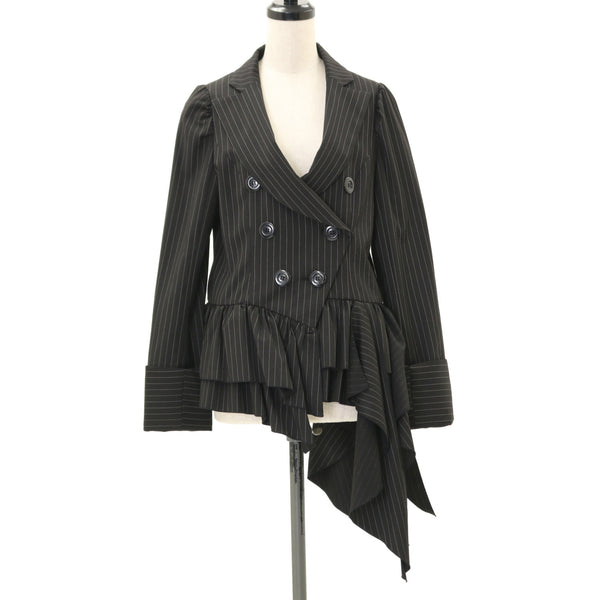 USED】【Mサイズ】ストライプアシンメトリーペプラムジャケット