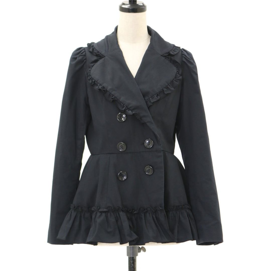 USED】【Mサイズ】フリルカラーペプラムジャケット | BLACK