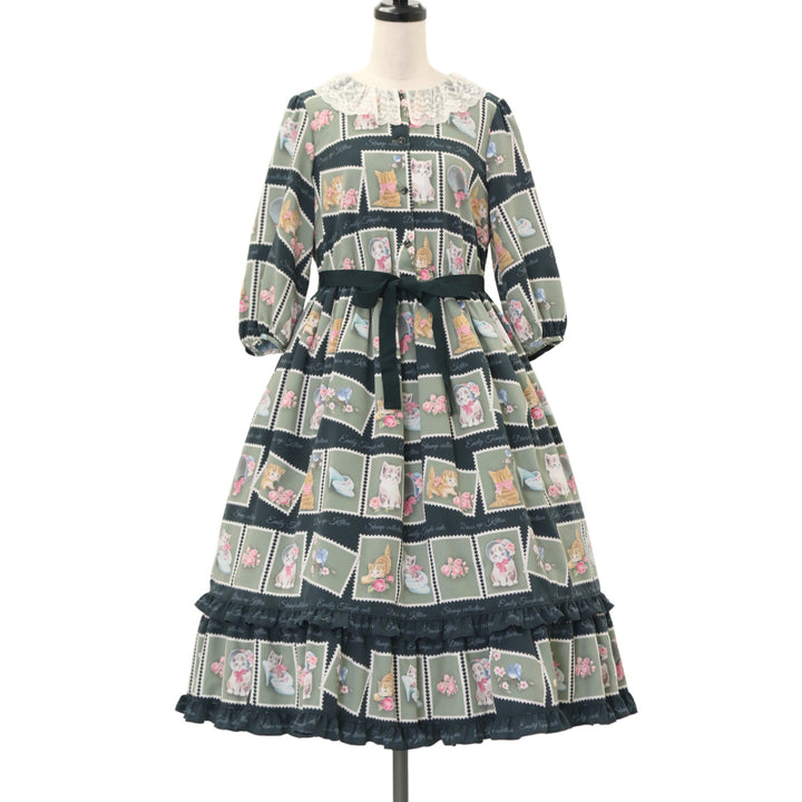 USED】【Mサイズ】Kitten Stamp Collection ロングワンピース | Emily
