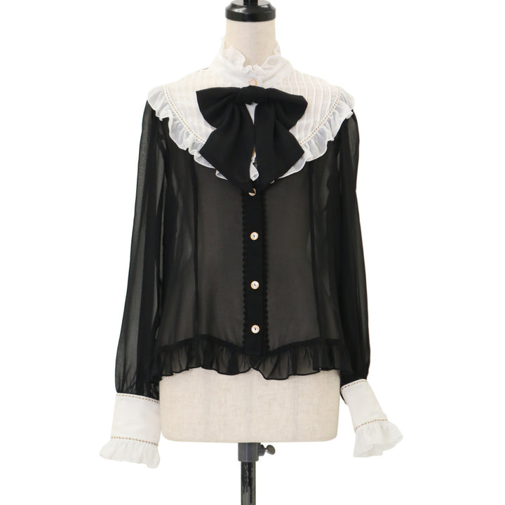 Angelic Pretty シフォンブラウス　ブラック USED】シフォン切替ピンタックブラウス | Angelic Pretty | ロリータ