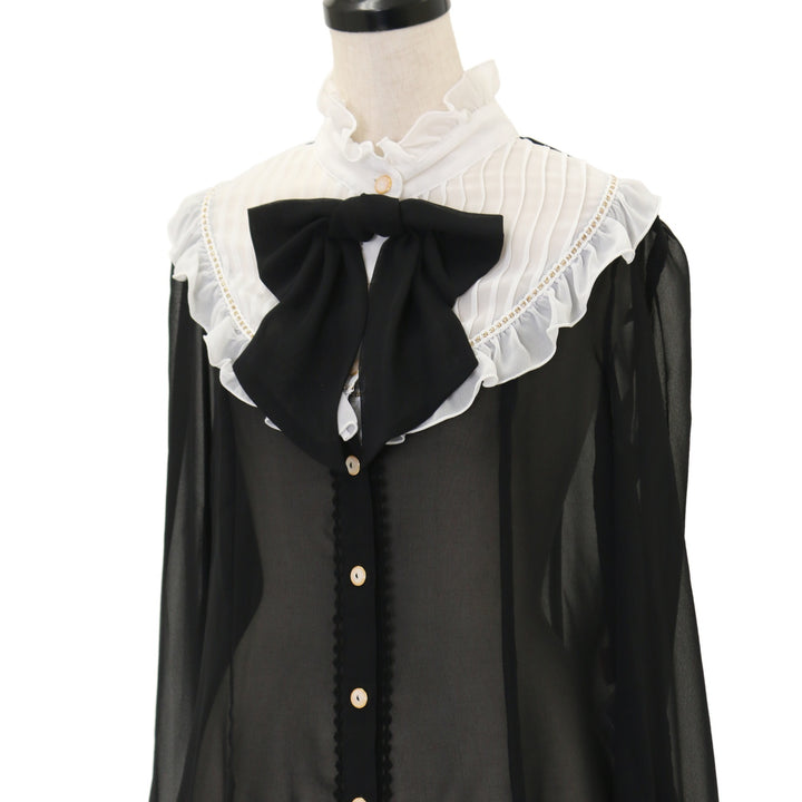 Angelic Pretty シフォンブラウス　ブラック USED】シフォン切替ピンタックブラウス | Angelic Pretty | ロリータ