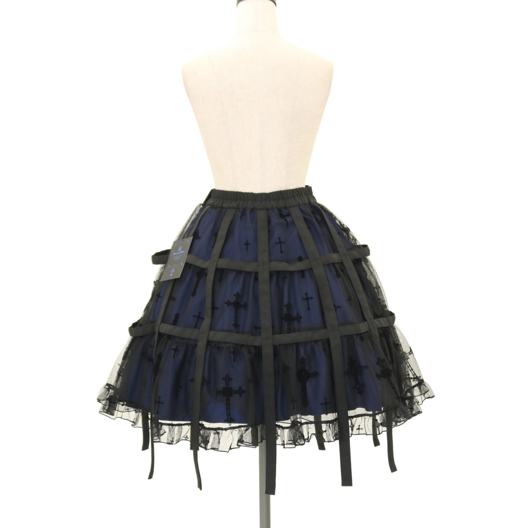 USED】十字架フロッキー鳥籠スカート（黒×青） | Moi-même-Moitié