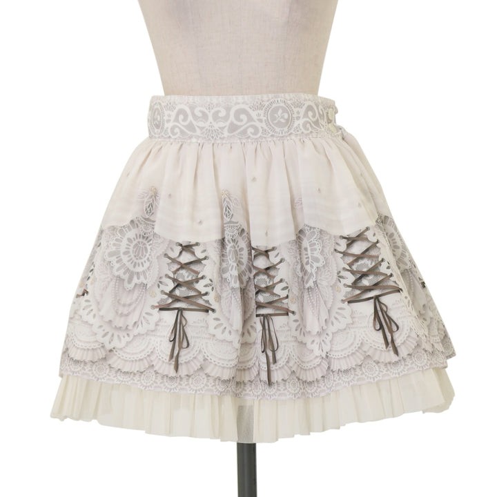 アビエタージュ　プリンセス柄シフォンスカート　ミニ アビエタージュプリンセス柄シフォンスカートミニ