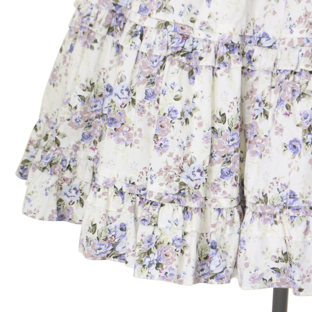 USED】ロココブーケリボンティアードロングドレス（ラベンダー