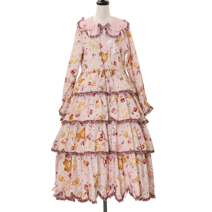珍しい aoki HOUSE×misako USED】PINK Animal Jamプリント Happy ワンピース