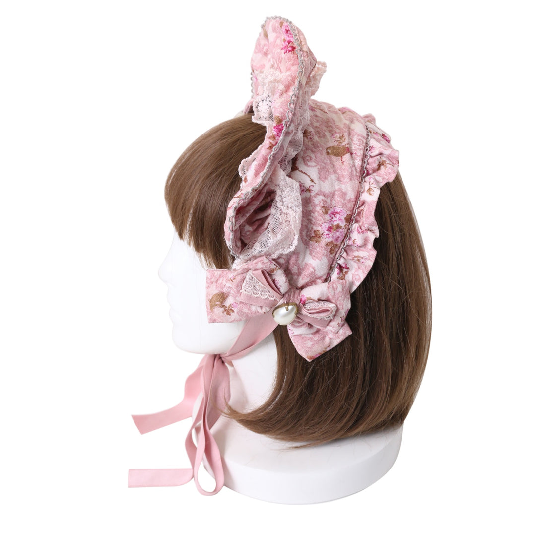 【morphose】 ROSEハーフボンネット　ワインレッド　美品 USED】Antique rose 〜小鳥たちのさえずり～ ハーフボンネット