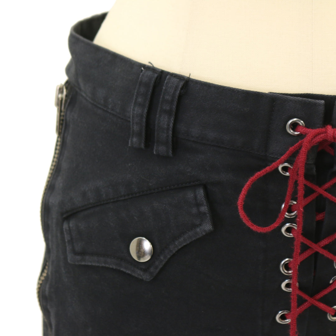 USED】【Mサイズ】レースアップサイドジップショートパンツ