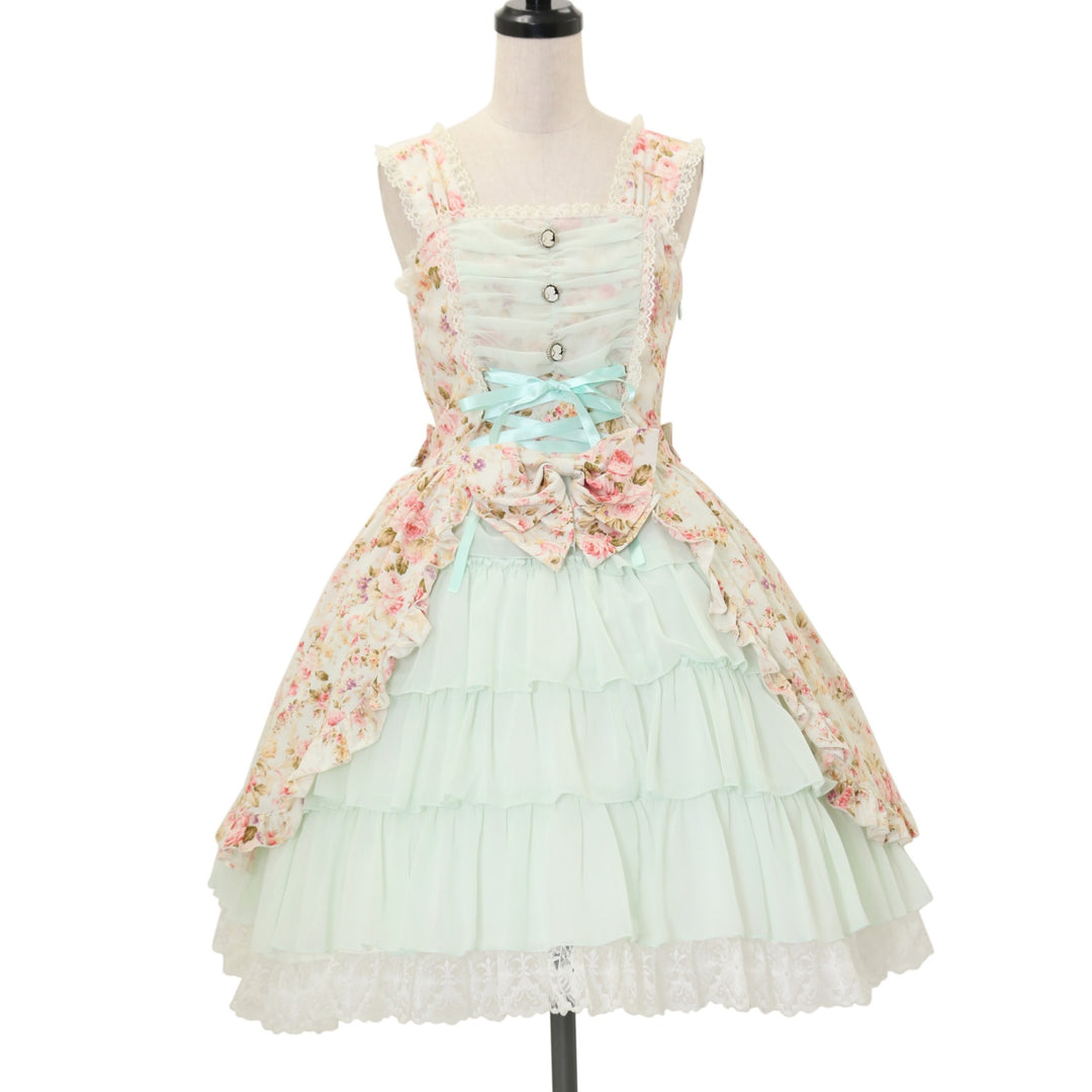 USED】シフォンフリル花柄ジャンパースカート | metamorphose