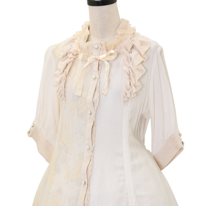 USED】GRAMM レースアシンメトリーフリルワンピース | h.NAOTO