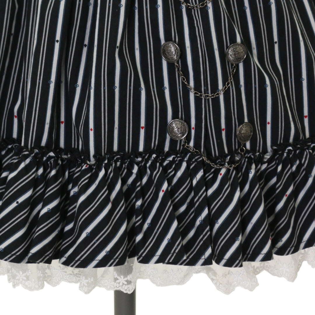 PUTUMAYO ダークグレー ストライプ 長袖ワンピース ロリータ ゴスロリ