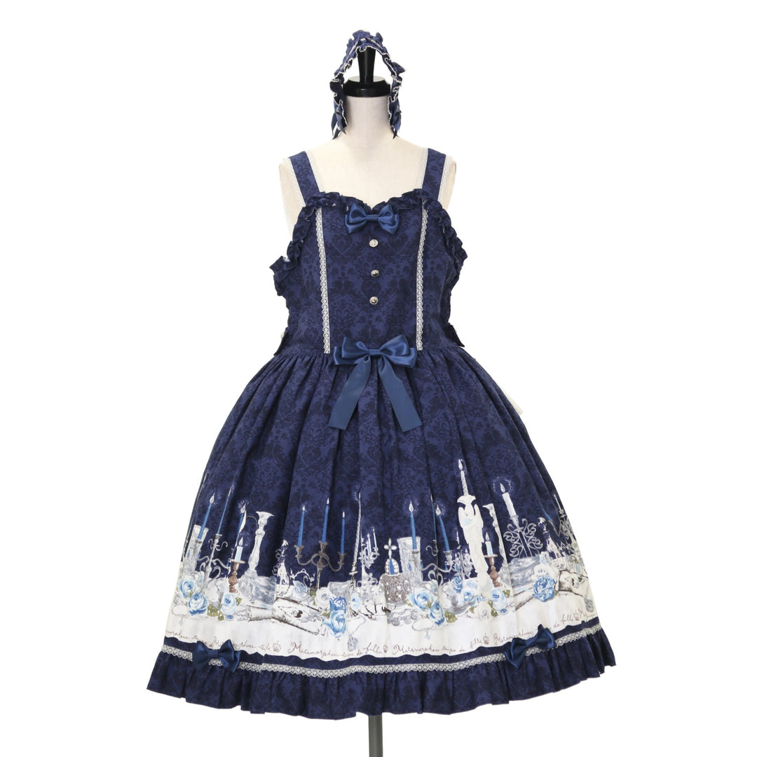 morphose ネイビー ジャンパースカート　ヘッドドレス付 USED】【プラスサイズ】dim light ジャンパースカート+ヘッドドレス