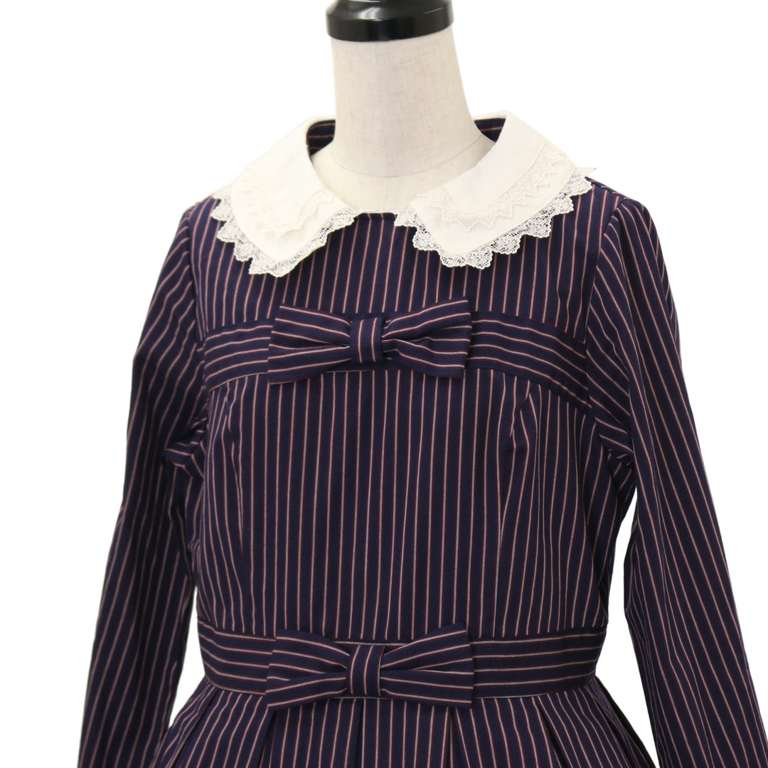 レジメンタルストライプ　ワンピース　リボントップス ストライプレジメンタルワンピース｜東京ロリィタ-TOKYO LOLITA