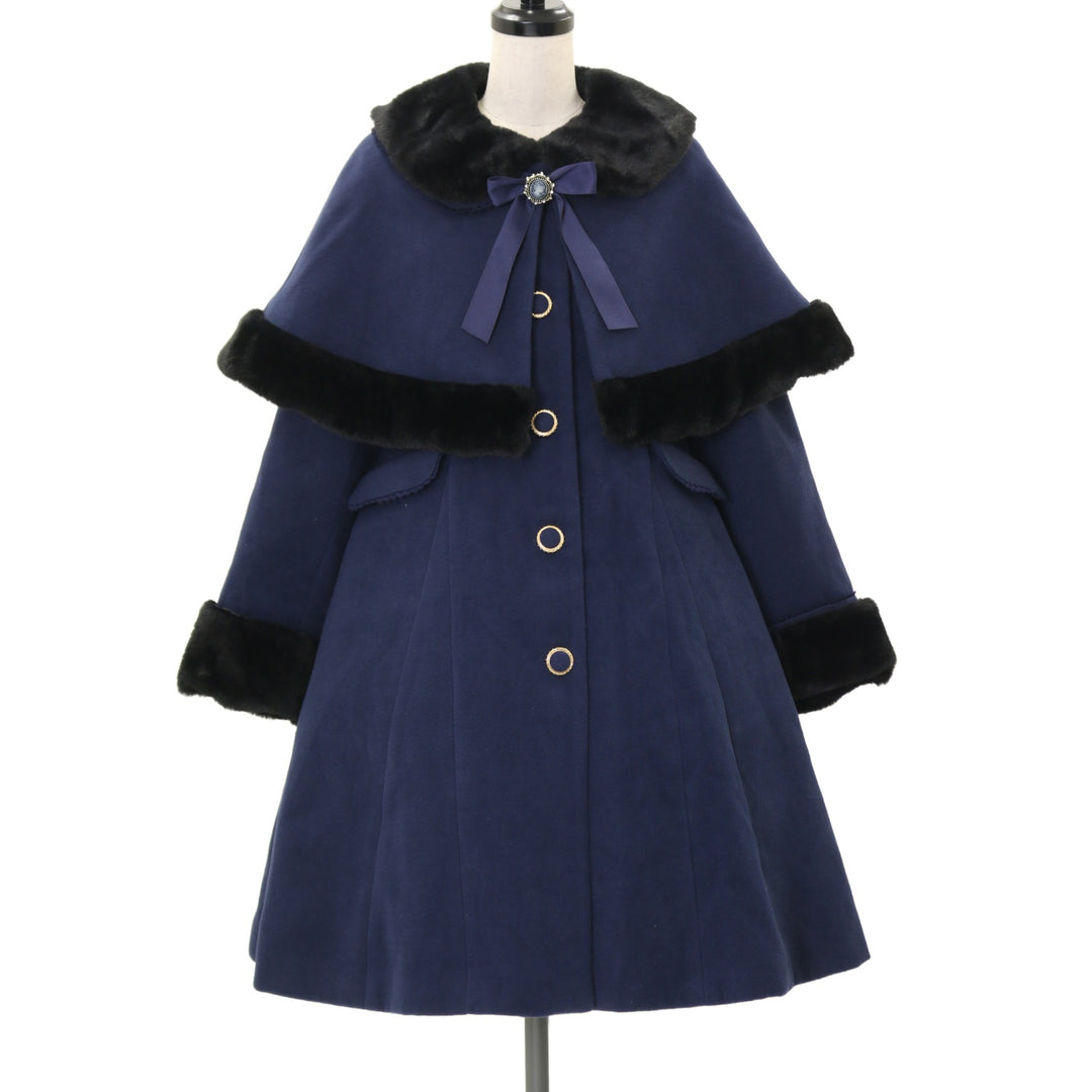 Amavel antique doll ケープ付きロングコート ボルドー