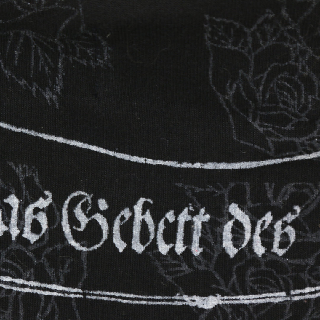 h.NAOTO Blood　薔薇プリント　編み上げ　ブラック　カットソー h.NAOTO Blood 薔薇プリント 編み上げ ブラック カットソー トップス