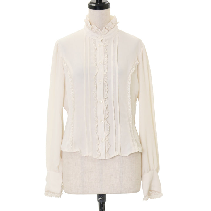 【新品未使用】Innocent World リボン付き立襟ブラウス Innocent World White ~ Standing Collar Ribbon Blouse by