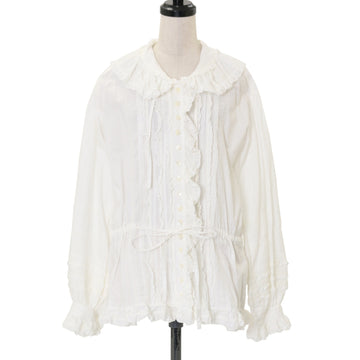 axes femme kawaii梯子レース半袖ブラウス（白×サックス）