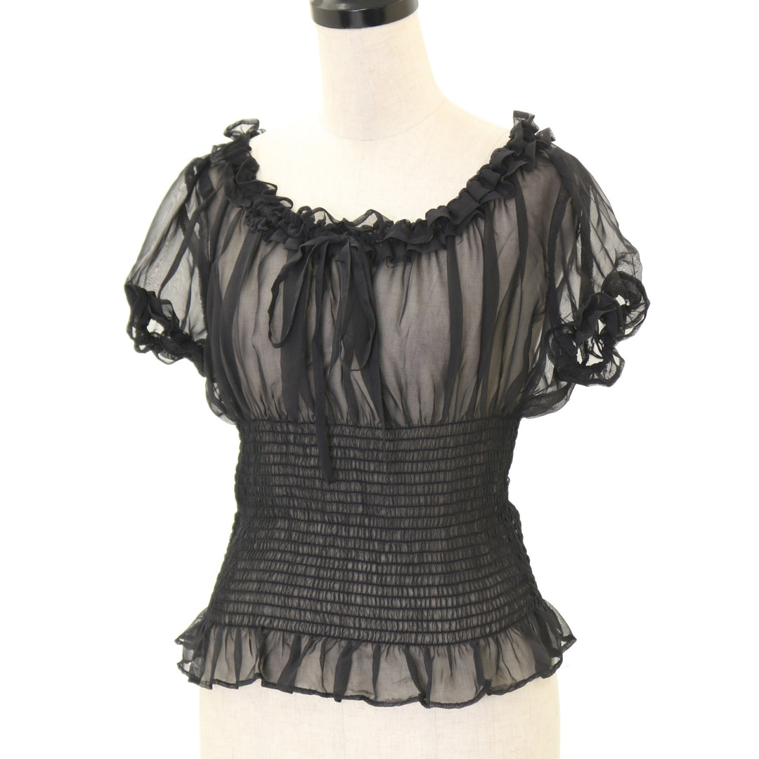 alice auaaシースルー長袖トップス USED】【サイズ3】シャーリングシースルートップス | alice auaa