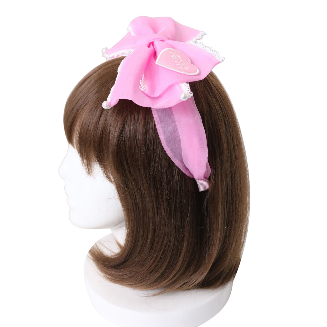 Heartワッペンオーガンジーリボンカチューシャ 濃ピンク USED】Heartワッペンオーガンジーリボンカチューシャ | Angelic