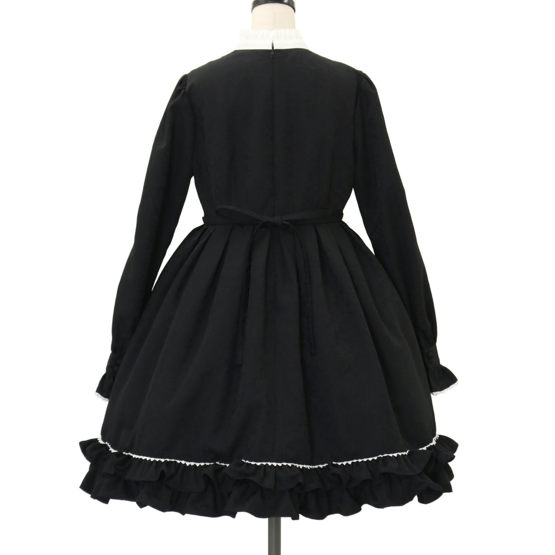 BABY オーナメントジャガード庭園ワンピース 黒白 BABY オーナメントジャガード庭園ワンピース 黒白 オーナメント