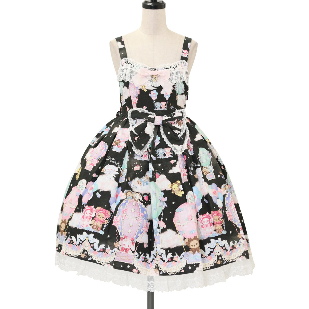 USED】くみゃちゃんのふわふわお空でTea Party柄ジャンパースカートⅡ