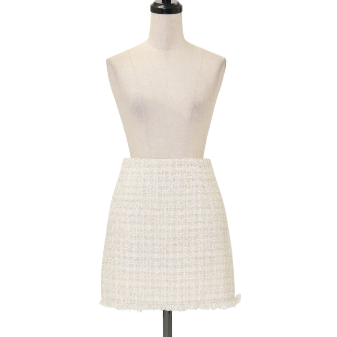 MINUERE ミヌエール tweed inner skirt (white) USED】Sweet spring tweed mini skirt | M me eme Wunderwelt